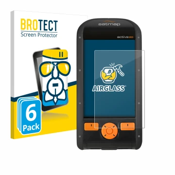 Front side of a product packaging with the brand logo BROTECT. Next to it is the device Satmap Active 20 shown with the corres
