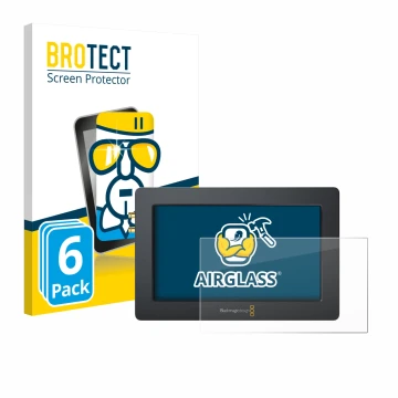 Front side of a product packaging with the brand logo BROTECT. Next to it is the device Blackmagic Design Video Assist (5.0) s