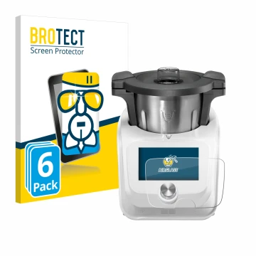 Front side of a product packaging with the brand logo BROTECT. Next to it is the device SilverCrest Monsieur Cuisine Connect s
