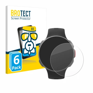 Front side of a product packaging with the brand logo BROTECT. Next to it is the device Polar Vantage V shown with the corresp
