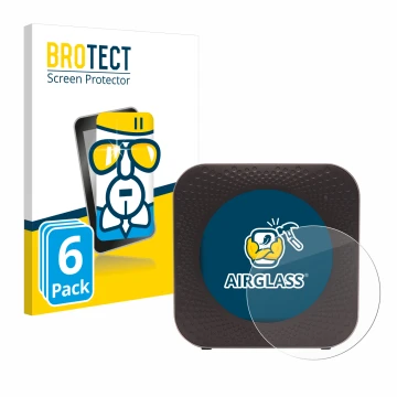 Front side of a product packaging with the brand logo BROTECT. Next to it is the device Netgear Nighthawk M1 shown with the co