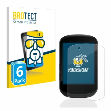 Front side of a product packaging with the brand logo BROTECT. Next to it is the device Garmin Edge 530 shown with the corresp