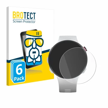 Front side of a product packaging with the brand logo BROTECT. Next to it is the device Garmin Forerunner 45S shown with the c