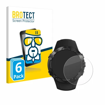 Front side of a product packaging with the brand logo BROTECT. Next to it is the device Suunto 5 shown with the corresponding 