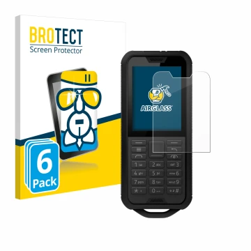 Front side of a product packaging with the brand logo BROTECT. Next to it is the device Nokia 800 Tough shown with the corresp