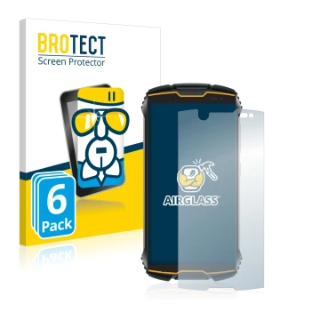 Front side of a product packaging with the brand logo BROTECT. Next to it is the device Cubot King Kong Mini shown with the co