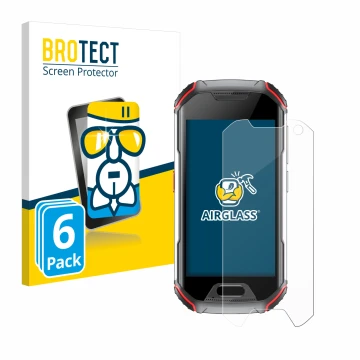 Front side of a product packaging with the brand logo BROTECT. Next to it is the device Unihertz Atom L shown with the corresp