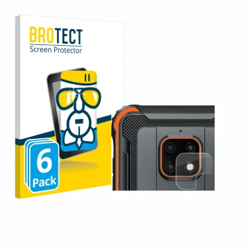 Front side of a product packaging with the brand logo BROTECT. Next to it is the device Blackview BV4900 Pro (ONLY Camera Lens