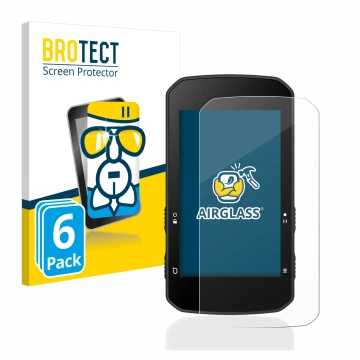 Front side of a product packaging with the brand logo BROTECT. Next to it is the device Bryton Rider 750 shown with the corres