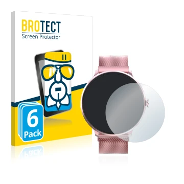 Front side of a product packaging with the brand logo BROTECT. Next to it is the device Bebinca Smartwatch shown with the corr
