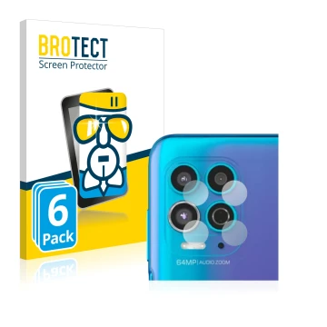 Front side of a product packaging with the brand logo BROTECT. Next to it is the device Motorola Moto G100 (ONLY Camera Lens) 