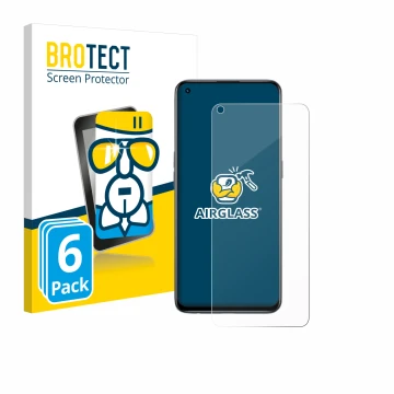 Front side of a product packaging with the brand logo BROTECT. Next to it is the device realme GT Master Edition shown with th