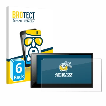 Front side of a product packaging with the brand logo BROTECT. Next to it is the device Pioneer SPH-DA160DAB shown with the co