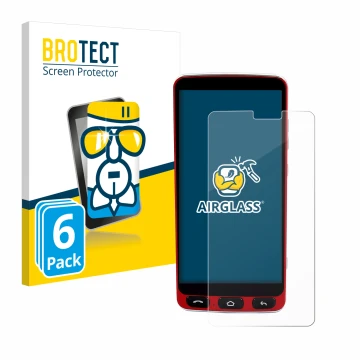 Front side of a product packaging with the brand logo BROTECT. Next to it is the device Olympia Neo Smartphone shown with the 
