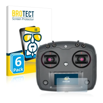Front side of a product packaging with the brand logo BROTECT. Next to it is the device FlySky FS-i6S shown with the correspon