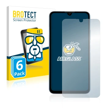 Front side of a product packaging with the brand logo BROTECT. Next to it is the device ZTE Blade A71 shown with the correspon