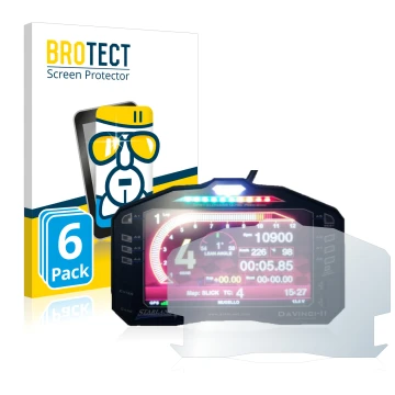 Front side of a product packaging with the brand logo BROTECT. Next to it is the device Starlane DaVinci-II S shown with the c