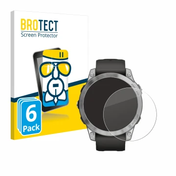 Front side of a product packaging with the brand logo BROTECT. Next to it is the device Garmin Fenix 7 (47 mm) shown with the 