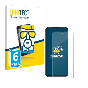 Front side of a product packaging with the brand logo BROTECT. Next to it is the device Xiaomi Redmi Note 11 shown with the co