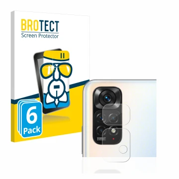 Front side of a product packaging with the brand logo BROTECT. Next to it is the device Xiaomi Redmi Note 11S (ONLY Camera Len