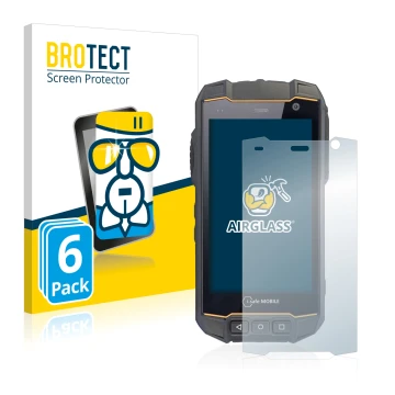 Front side of a product packaging with the brand logo BROTECT. Next to it is the device i.safe MOBILE IS530.2 shown with the c