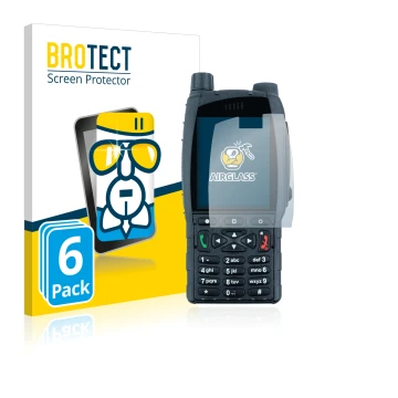 Front side of a product packaging with the brand logo BROTECT. Next to it is the device Sepura SC21 shown with the correspondi
