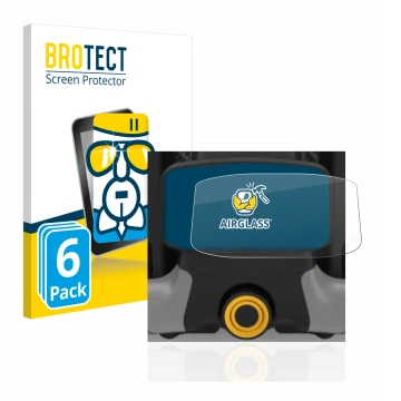 Front side of a product packaging with the brand logo BROTECT. Next to it is the device PowaKaddy CT8 shown with the correspon