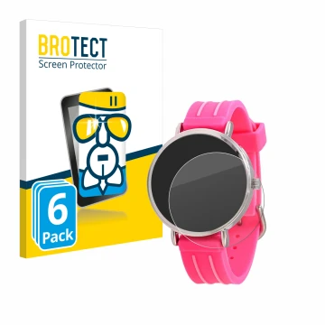 Front side of a product packaging with the brand logo BROTECT. Next to it is the device Kiddus Children's Learning Watch shown