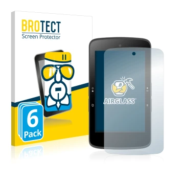 Front side of a product packaging with the brand logo BROTECT. Next to it is the device Bryton Rider S800 shown with the corre