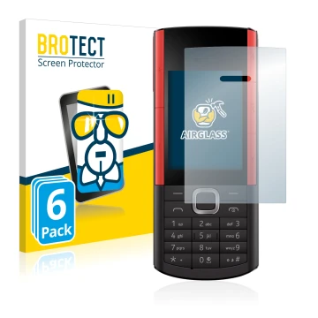 Front side of a product packaging with the brand logo BROTECT. Next to it is the device Nokia 5710 XA shown with the correspon
