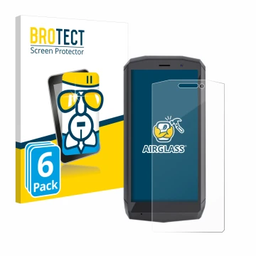 Front side of a product packaging with the brand logo BROTECT. Next to it is the device Cubot Pocket shown with the correspond