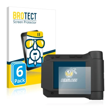 Front side of a product packaging with the brand logo BROTECT. Next to it is the device Swissphone s.Quad X35 shown with the c