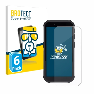 Front side of a product packaging with the brand logo BROTECT. Next to it is the device SkyCaddie SX550 shown with the corresp