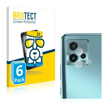 Front side of a product packaging with the brand logo BROTECT. Next to it is the device Motorola Moto G72 (ONLY Camera Lens) s