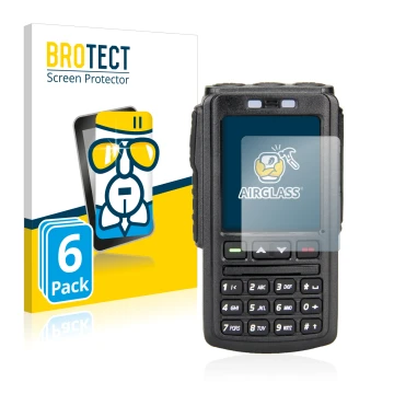 Front side of a product packaging with the brand logo BROTECT. Next to it is the device AnyTone BT-01 shown with the correspon
