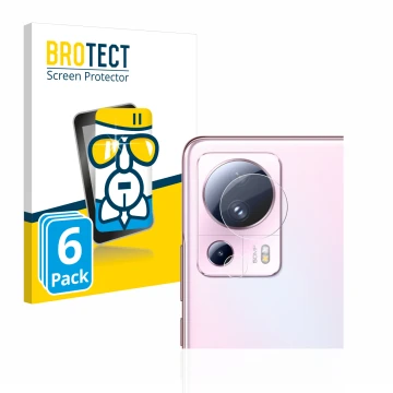 Front side of a product packaging with the brand logo BROTECT. Next to it is the device Xiaomi 13 Lite (ONLY Camera Lens) show