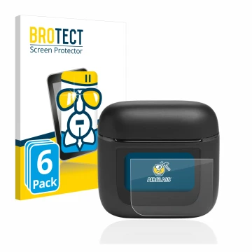 Front side of a product packaging with the brand logo BROTECT. Next to it is the device JBL Tour Pro 2 shown with the correspo