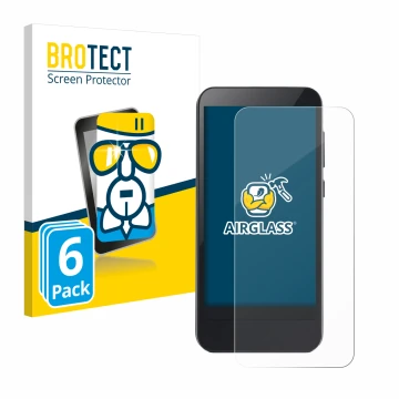 Front side of a product packaging with the brand logo BROTECT. Next to it is the device Omnipod 5 shown with the corresponding