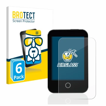 Front side of a product packaging with the brand logo BROTECT. Next to it is the device Medtrum Touchcare nano CGM shown with 