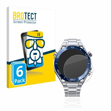 Front side of a product packaging with the brand logo BROTECT. Next to it is the device Huawei Watch Ultimate (48.5 mm) shown 