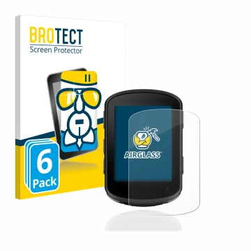 Front side of a product packaging with the brand logo BROTECT. Next to it is the device Garmin Edge 540 shown with the corresp