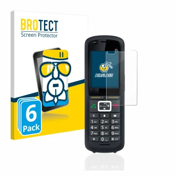 Front side of a product packaging with the brand logo BROTECT. Next to it is the device Gigaset R700H Pro shown with the corre