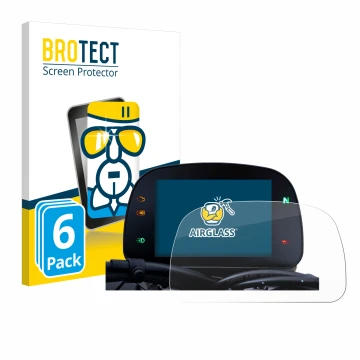 Front side of a product packaging with the brand logo BROTECT. Next to it is the device Moto Morini Seiemmezzo TFT Display 5