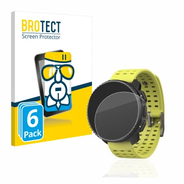 Front side of a product packaging with the brand logo BROTECT. Next to it is the device Suunto Vertical shown with the corresp