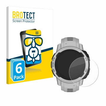 Front side of a product packaging with the brand logo BROTECT. Next to it is the device Garmin Instinct 2S Solar (40 mm) shown