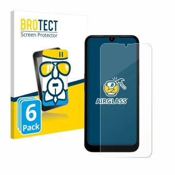 Front side of a product packaging with the brand logo BROTECT. Next to it is the device Doro 8200 shown with the corresponding