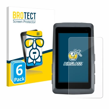 Front side of a product packaging with the brand logo BROTECT. Next to it is the device Sigma ROX 12.1 EVO shown with the corr