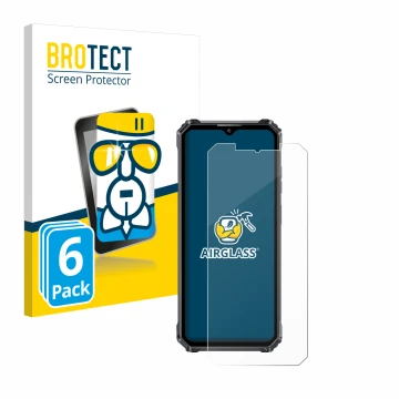 Front side of a product packaging with the brand logo BROTECT. Next to it is the device Oukitel WP28 shown with the correspond