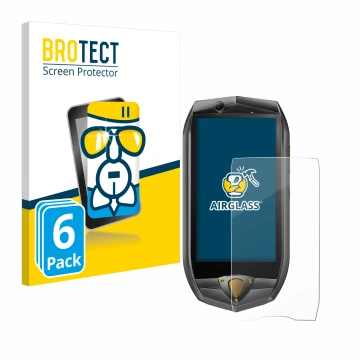 Front side of a product packaging with the brand logo BROTECT. Next to it is the device Oukitel K16 shown with the correspondi