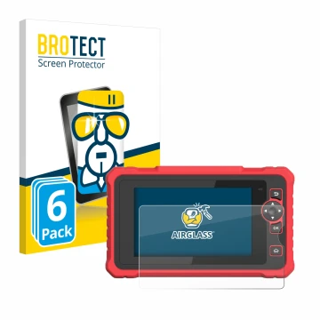 Front side of a product packaging with the brand logo BROTECT. Next to it is the device Launch CRP 359 shown with the correspo